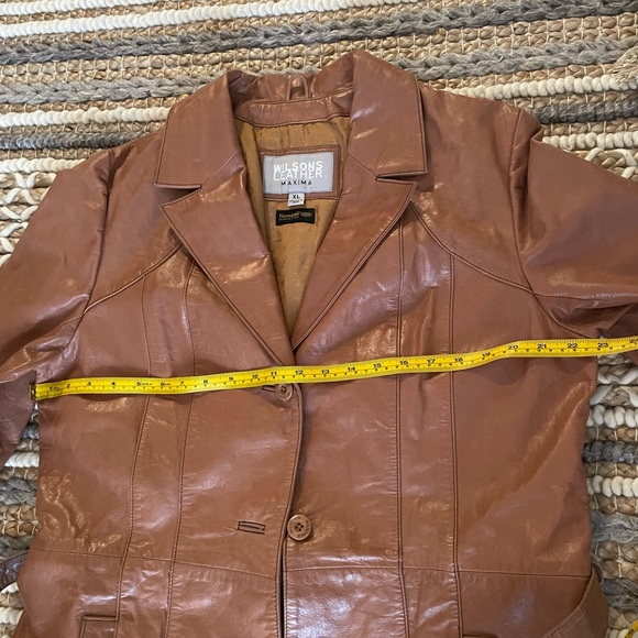 Leather trench coat , beautiful camel color in size XL - Picture 13 of 15
